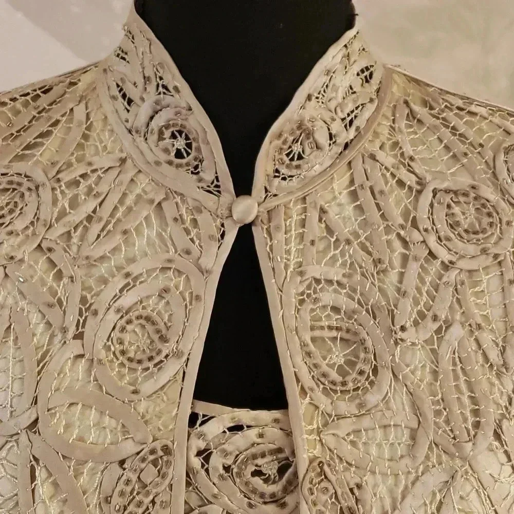 SOULMATES 100%silk beaded set of jacket and dress size M NWOT - Picture 6 of 14